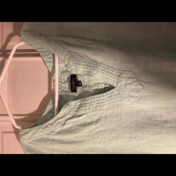 Talbot's Sleeveless Green V Neck Linen Blouse Size Large - Picture 6 of 8